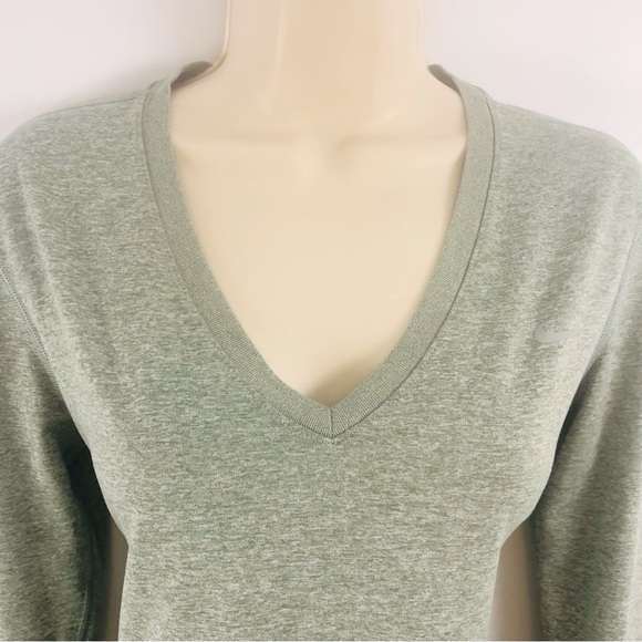 Nike Dri-Fit V Neck Gray Long Sleeve Shirt - Picture 3 of 16